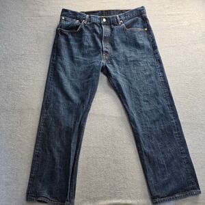 Levis 501 Original Fit Mens Dark Wash Straight Leg Button Fly Jeans 40x30